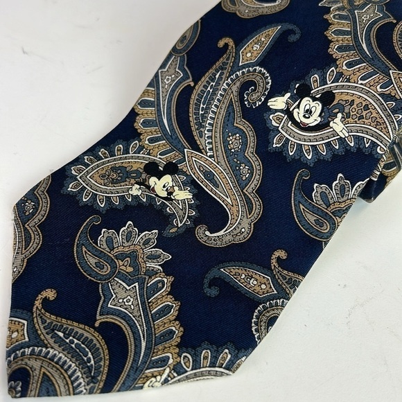 Mickey & Co. Disney Silk Paisley Blue Mickey Mouse Neck Tie - Picture 1 of 9